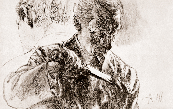  Adolpyh Von Menzel —— 锻造厂工人的习作